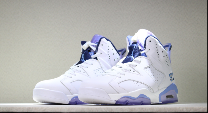 Air Jordan 6 UNC Championship PE White University Blue Shoes